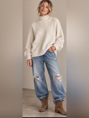 NWT - Magaschoni Bouclé Knit Funnel Neck in Cream